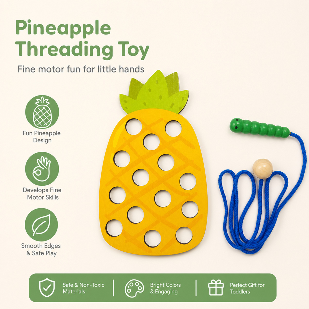 Wooden Lacing Pineapple Thread - Travel Accessories Baby review and price