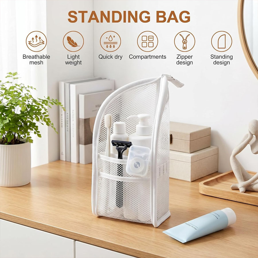 1Pc Portable Mesh Toiletry Bag - Travel Accessories Organizer Bag review and price